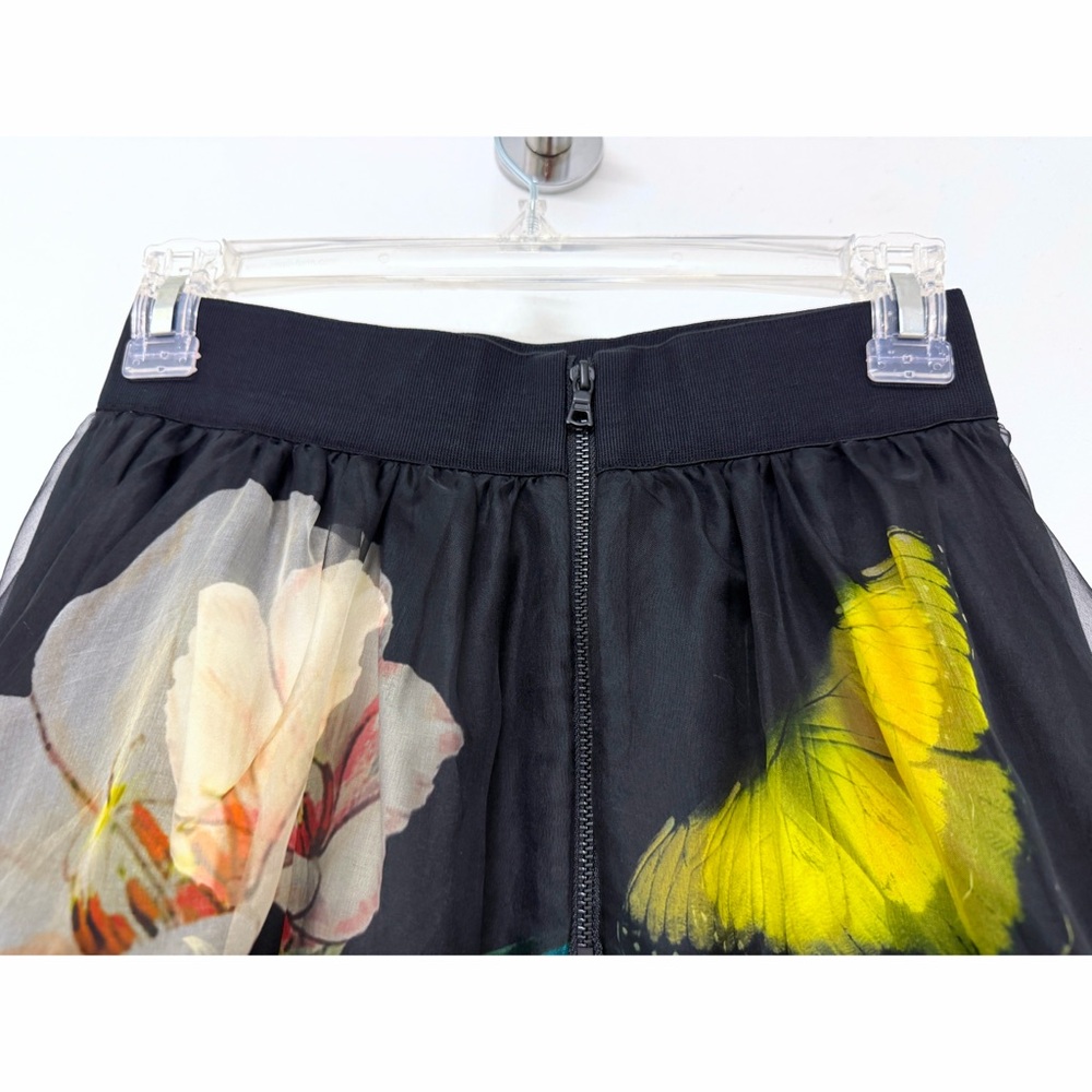 Alice + Olivia Nilda Maxi Skirt Black Essential Floral Silk Chiffon Full 0 - Picture 11 of 16